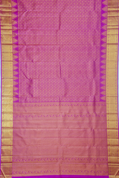 Classic Kanchipuram Silk Checks And Butta Pink Saree