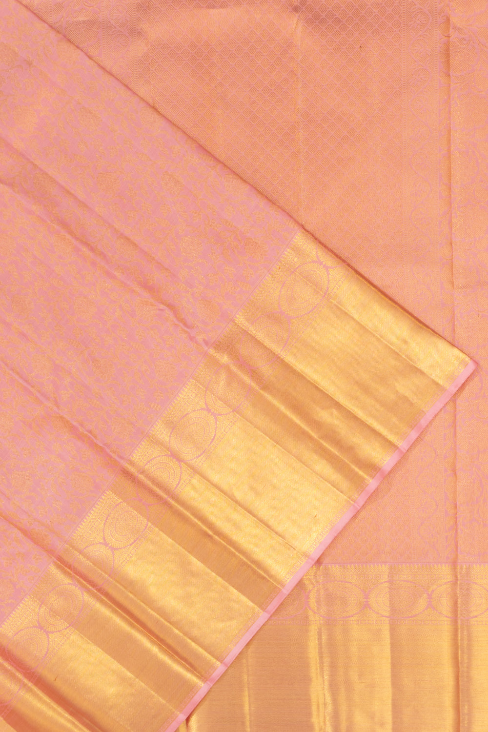 Kanchipuram Silk Brocade Baby Pink Saree