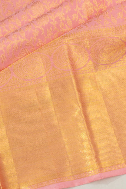 Kanchipuram Silk Brocade Baby Pink Saree