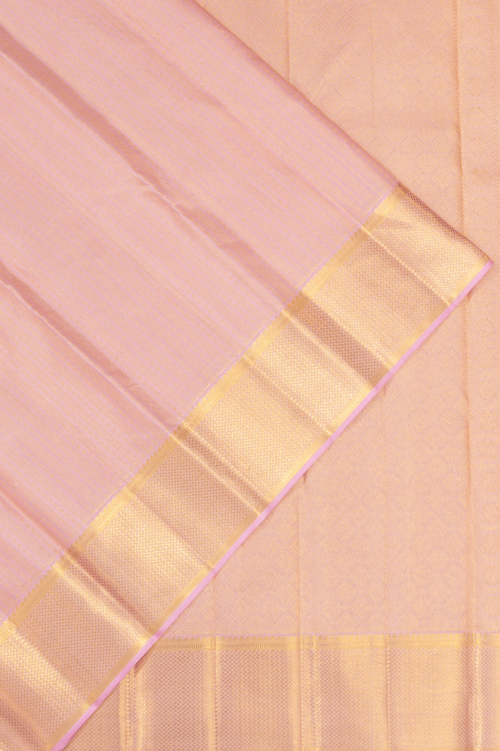 Kanchipuram Silk Small Checks Baby Pink Saree