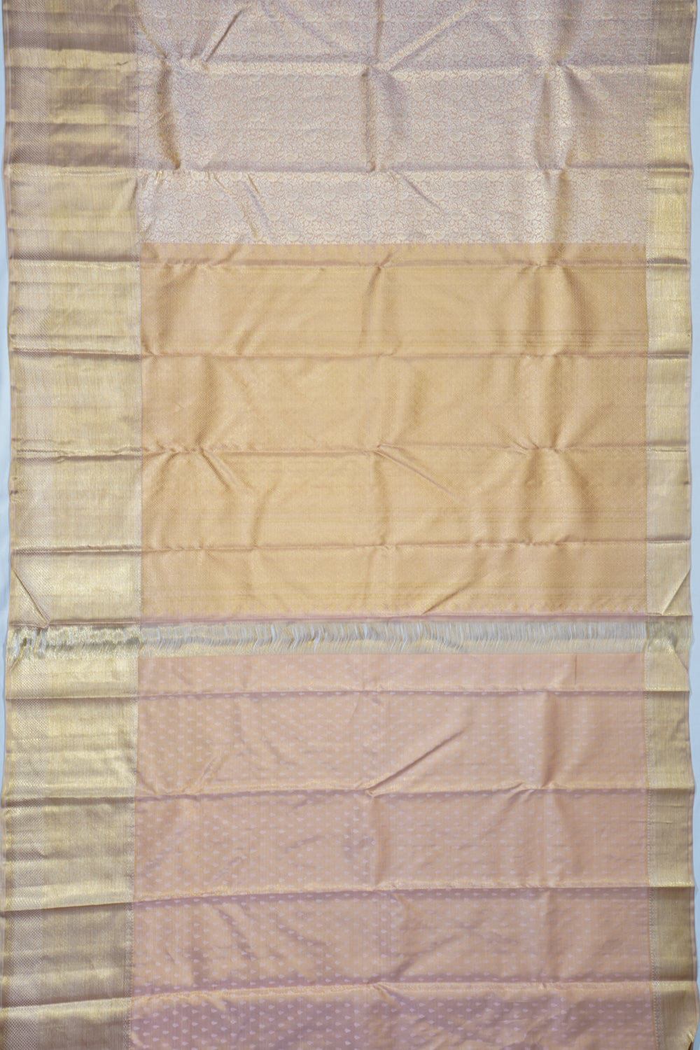 Kanchipuram Silk Tissue Brocade Peach Saree