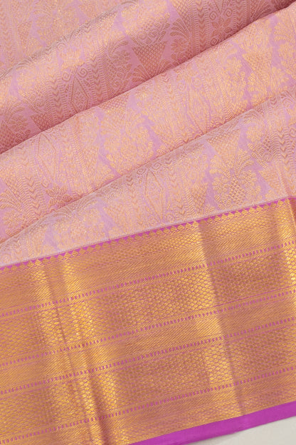 Kanchipuram Silk Brocade Baby Pink Saree