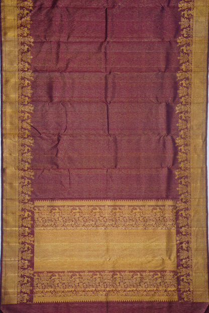 Kanchipuram Silk Tissue Plain Purple Saree