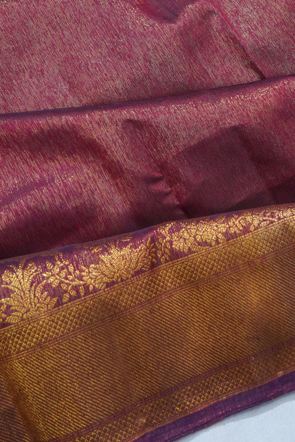 Kanchipuram Silk Tissue Plain Purple Saree