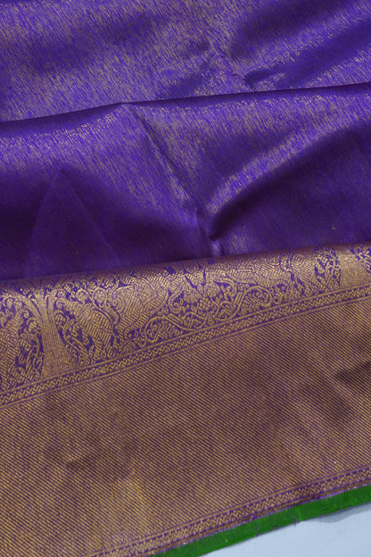 Kanchipuram Silk Tissue Plain Violet Saree