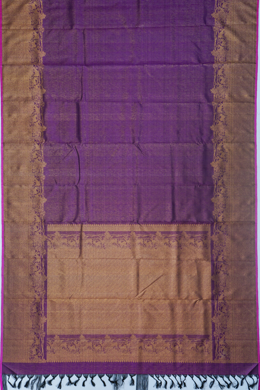 Kanchipuram Silk Tissue Plain Purple Saree