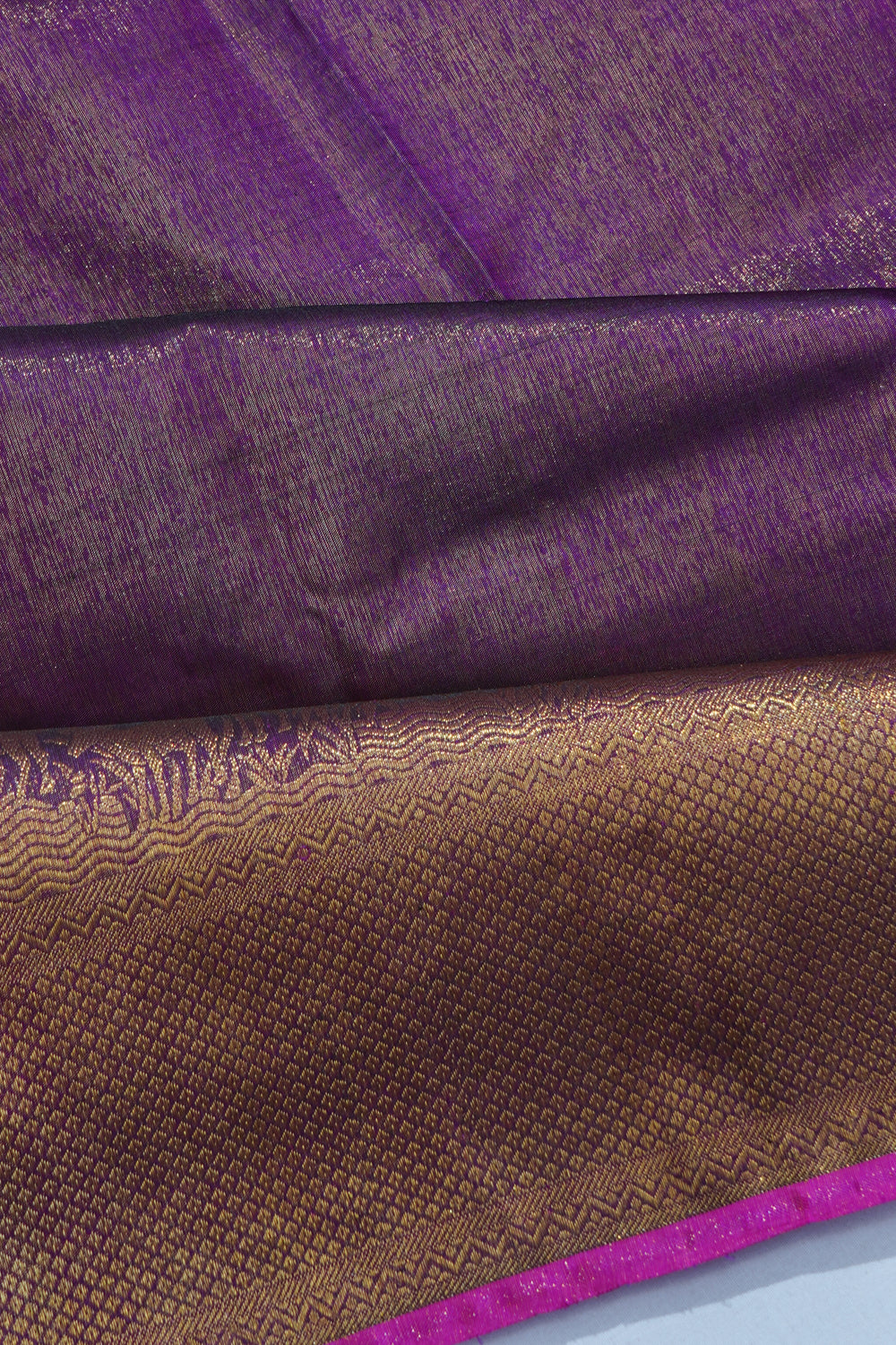 Kanchipuram Silk Tissue Plain Purple Saree