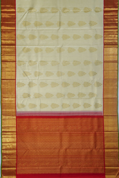 Classic Kanchipuram Silk Tissue Butta Cream Saree