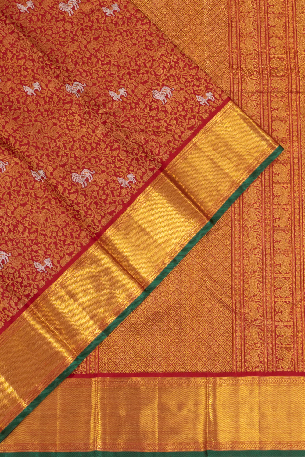 Kanchipuram Silk Vanasingaram Brocade Red Saree