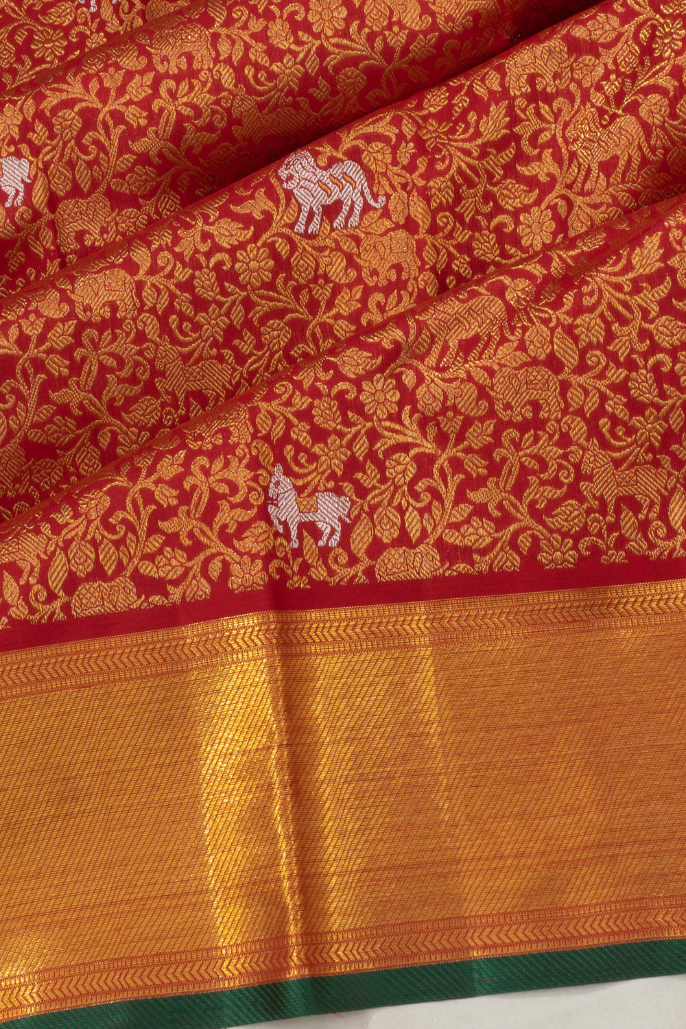 Kanchipuram Silk Vanasingaram Brocade Red Saree