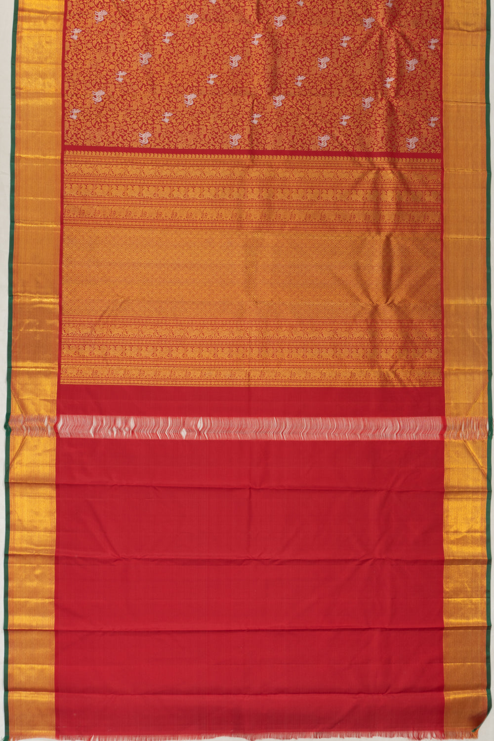 Kanchipuram Silk Vanasingaram Brocade Red Saree