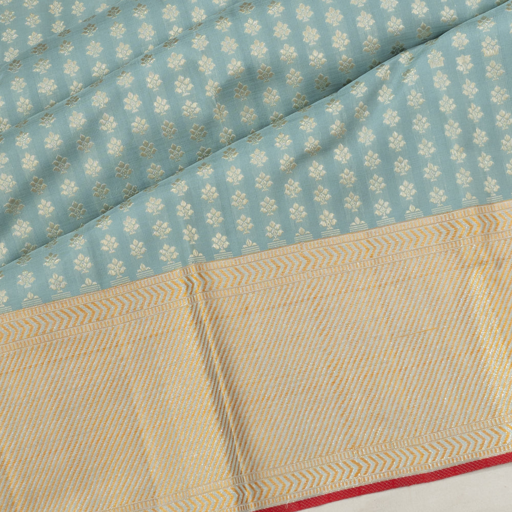 Classic Thread Kanchipuram Silk Brocade Powder Blue Saree