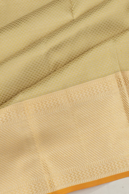 Classic Thread Kanchipuram Silk Geometrical Brocade Cream Saree