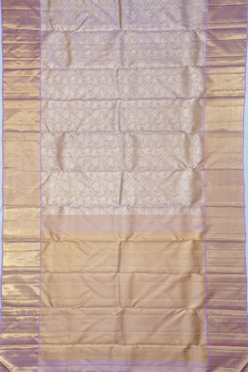 Kanchipuram Silk Tissue Jaal Lavender Saree