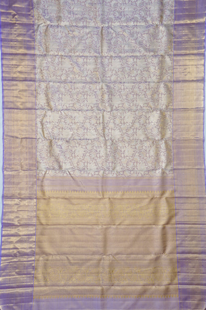 Kanchipuram Silk Tissue Brocade Lavender Saree