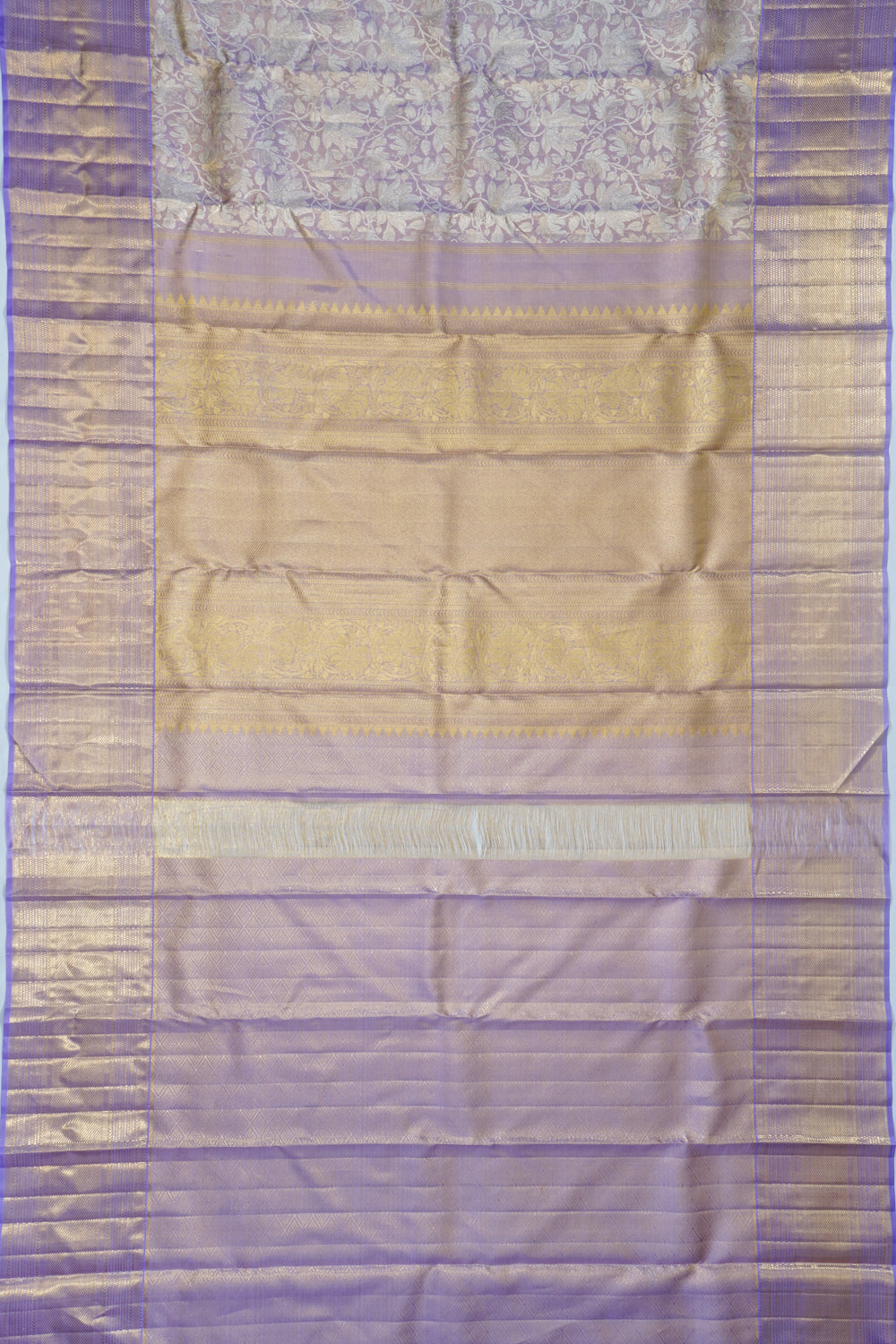 Kanchipuram Silk Tissue Brocade Lavender Saree