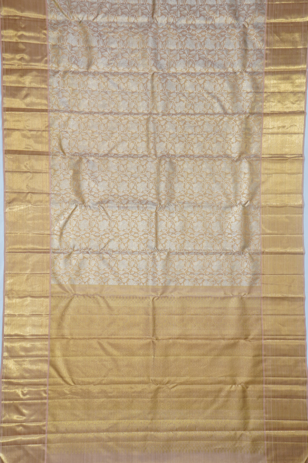 Kanchipuram Silk Tissue Brocade Peach Saree