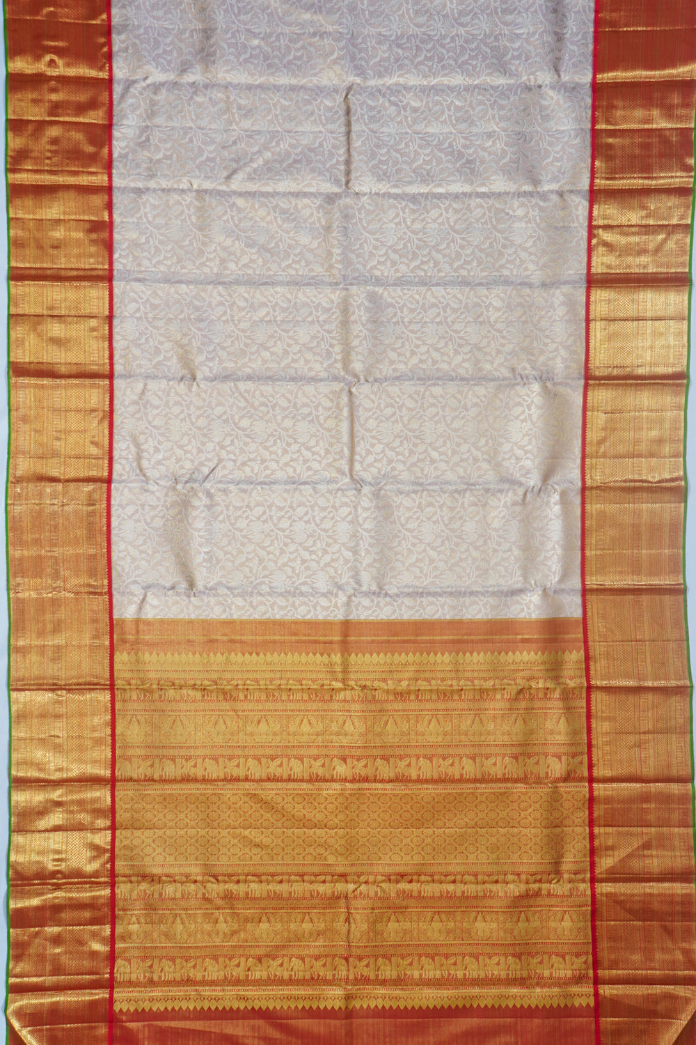 Kanchipuram Silk Tissue Brocade Lavender Saree