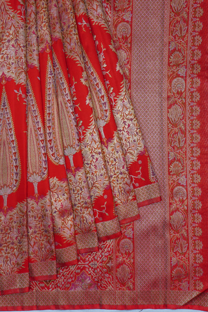 Kanchipuram Silk Brocade Red Saree