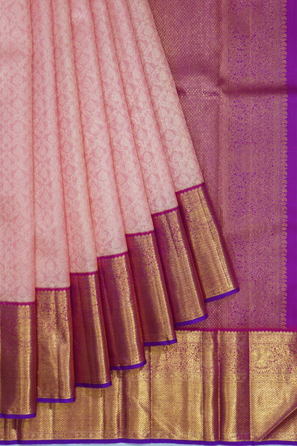 Kanchipuram Silk Brocade Baby Pink Saree