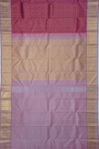 Kanchipuram Silk Brocade Rani Pink Saree