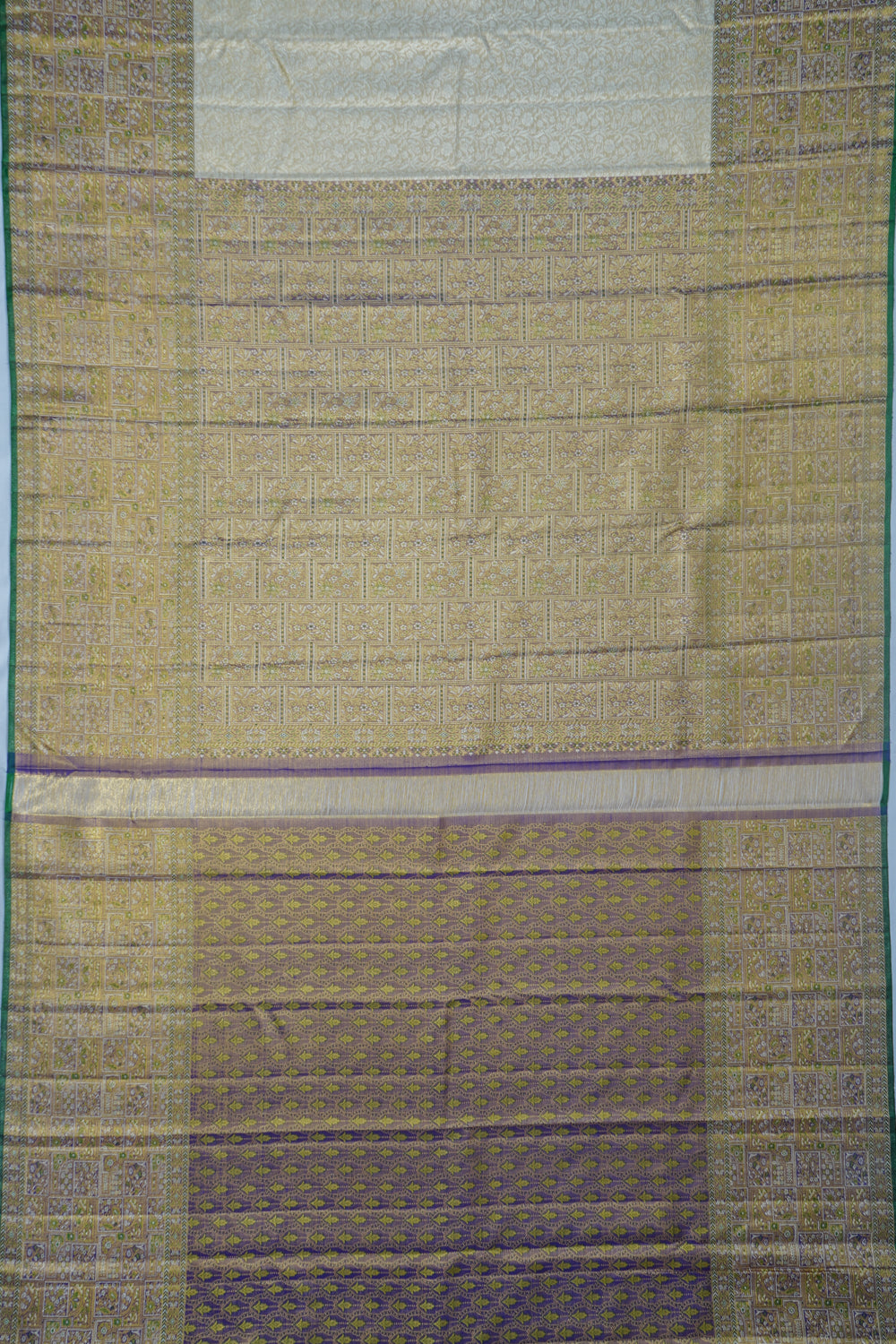 Kanchipuram Silk Tissue Brocade Gold Saree