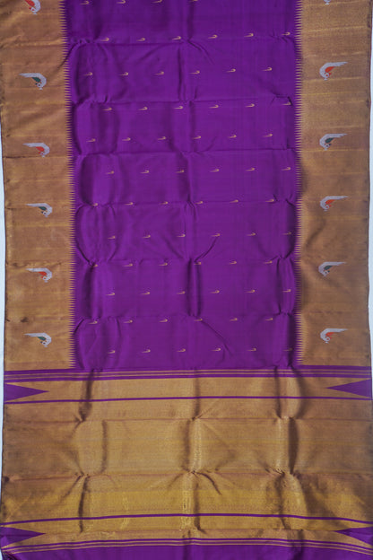 Kanchipuram Silk Butta Purple Saree With Paithani Inspired Border