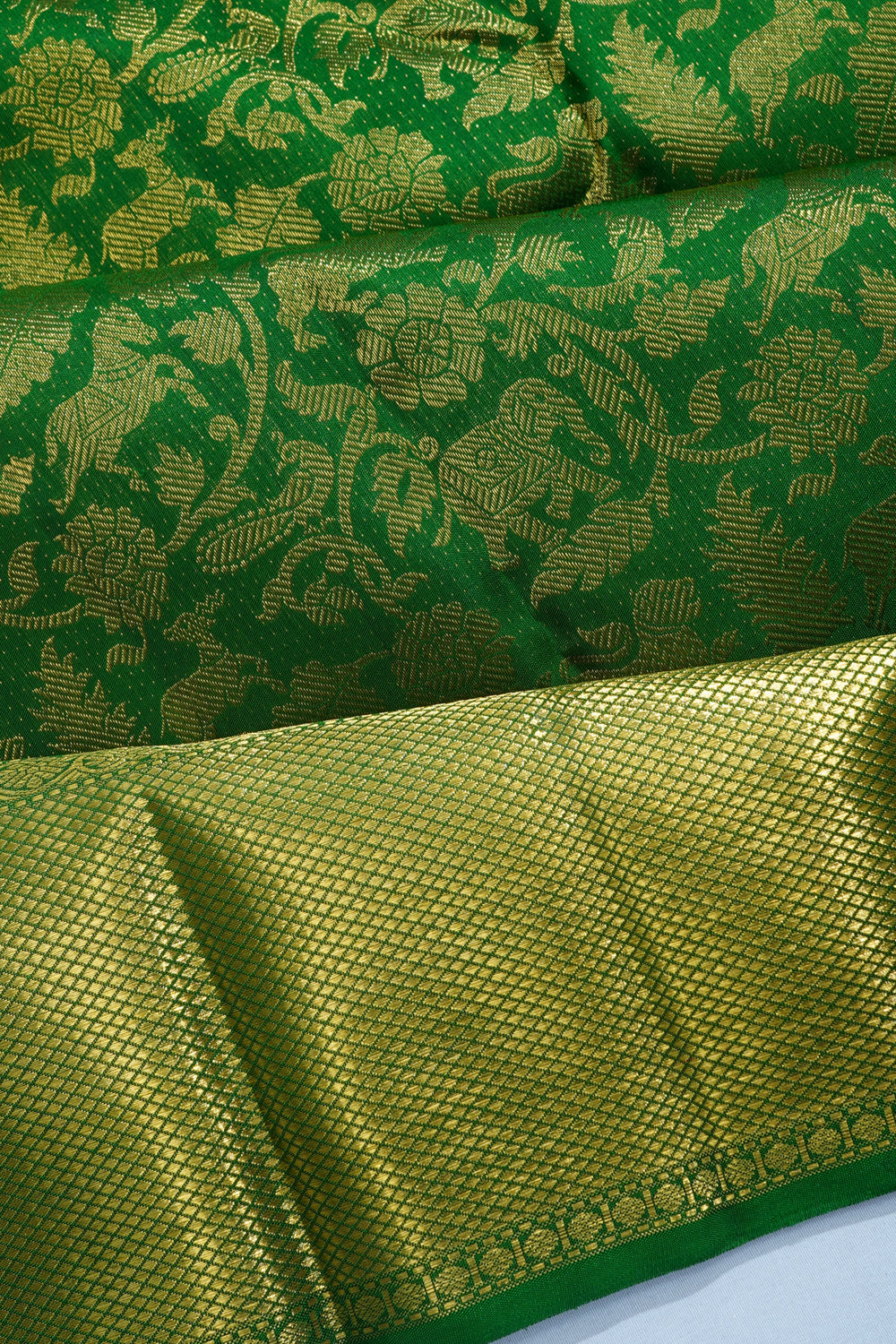 Kanchipuram Silk Vanasingaram Brocade Dark Green Saree