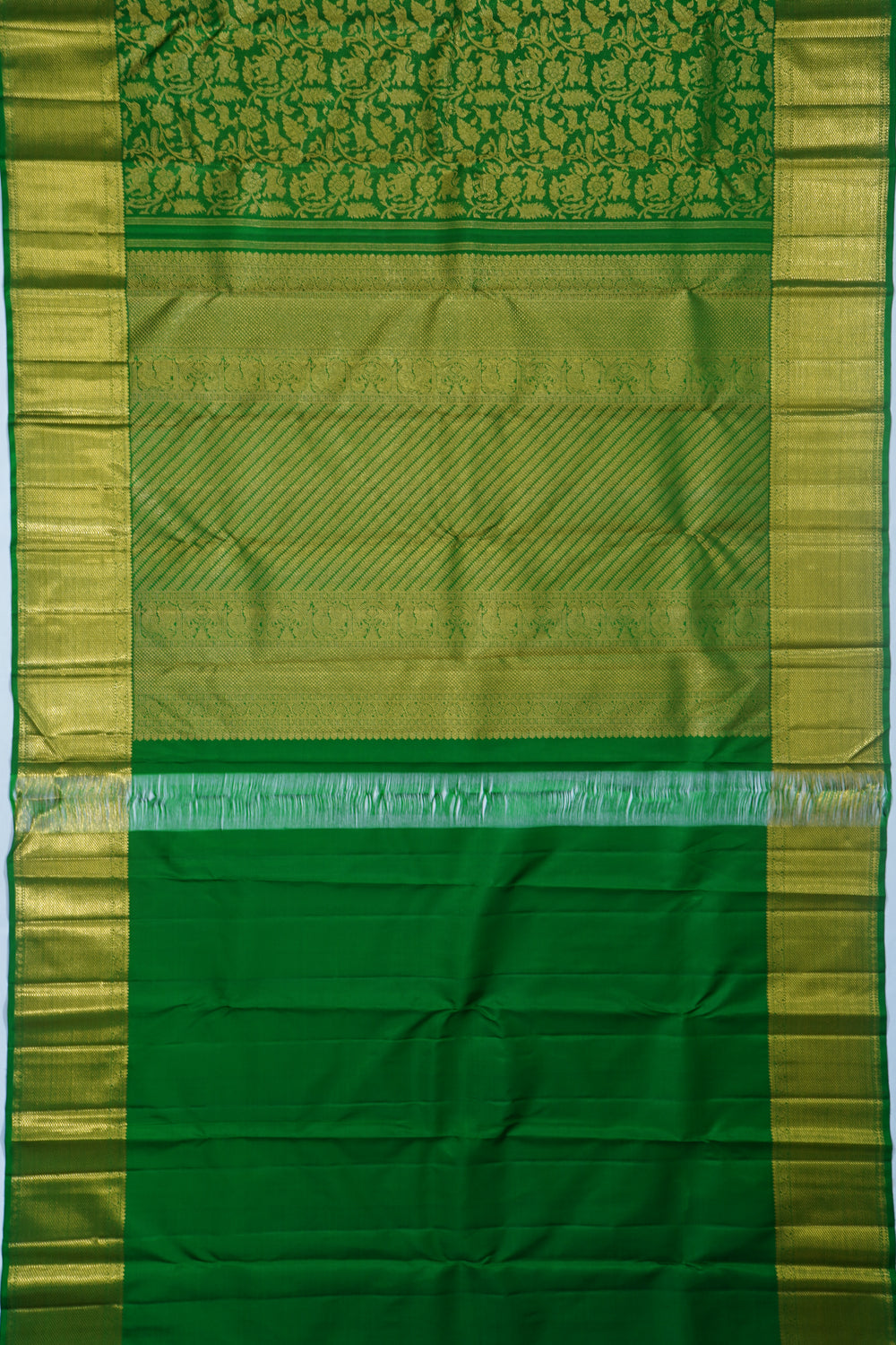 Kanchipuram Silk Vanasingaram Brocade Dark Green Saree