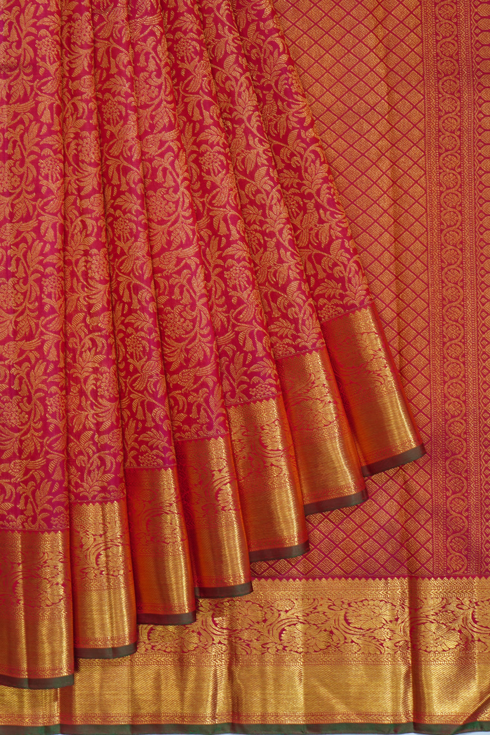 Kanchipuram Silk Brocade Pink Saree