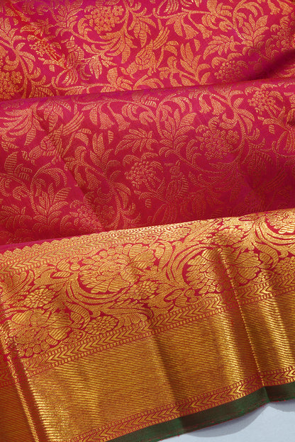 Kanchipuram Silk Brocade Pink Saree