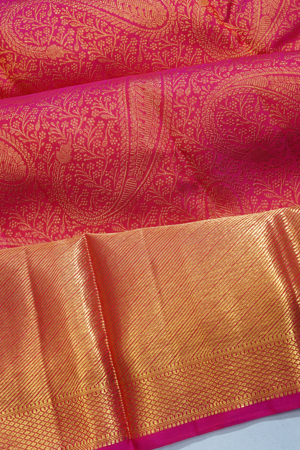 Kanchipuram Silk Brocade Pink Saree