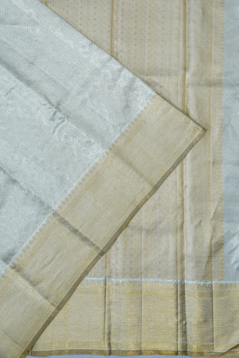 Kanchipuram Silk Tissue Brocade Silver Saree