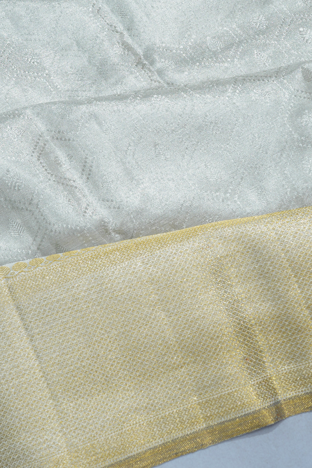 Kanchipuram Silk Tissue Brocade Silver Saree