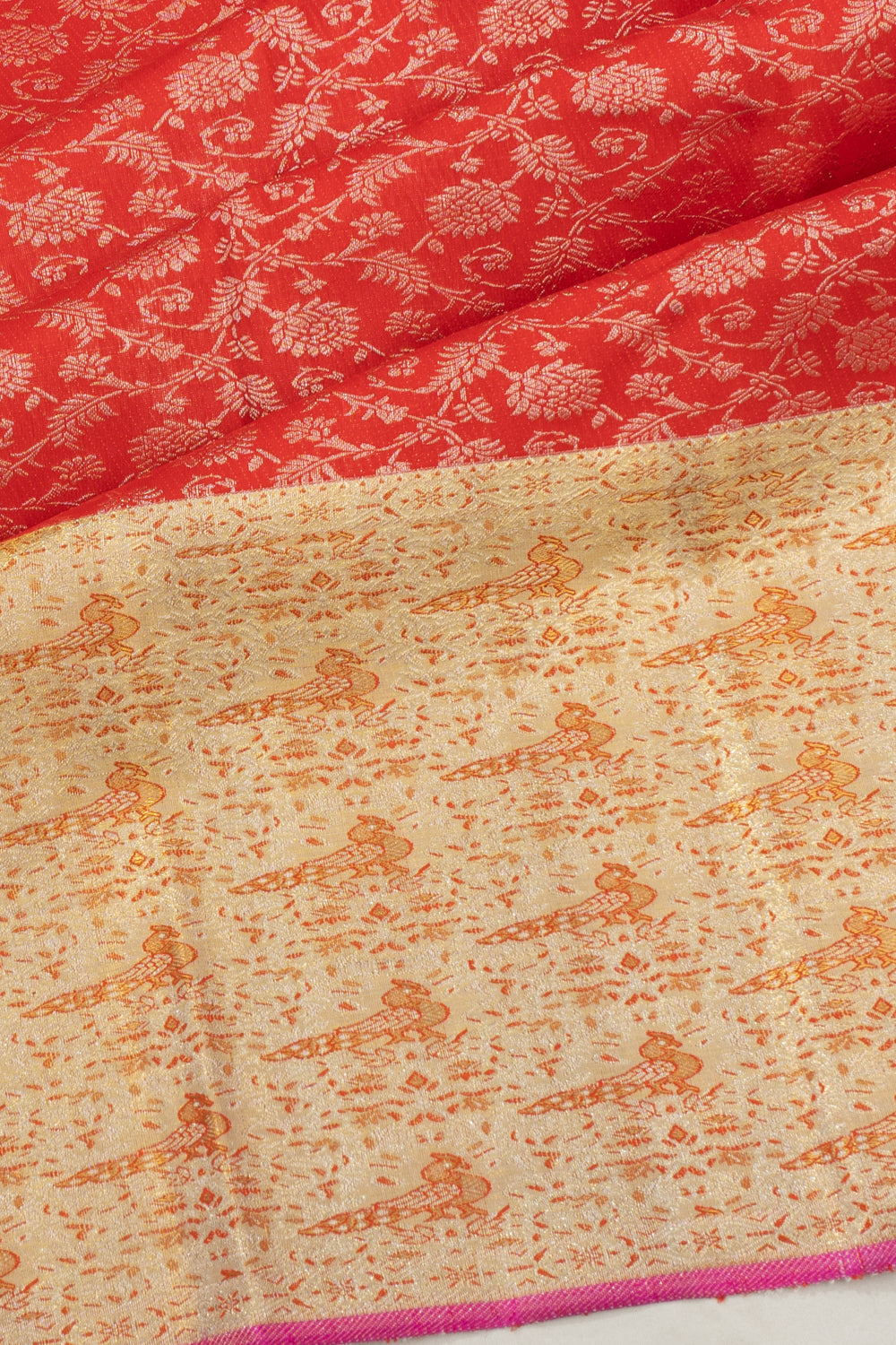 Kanchipuram Silk Brocade Red Saree