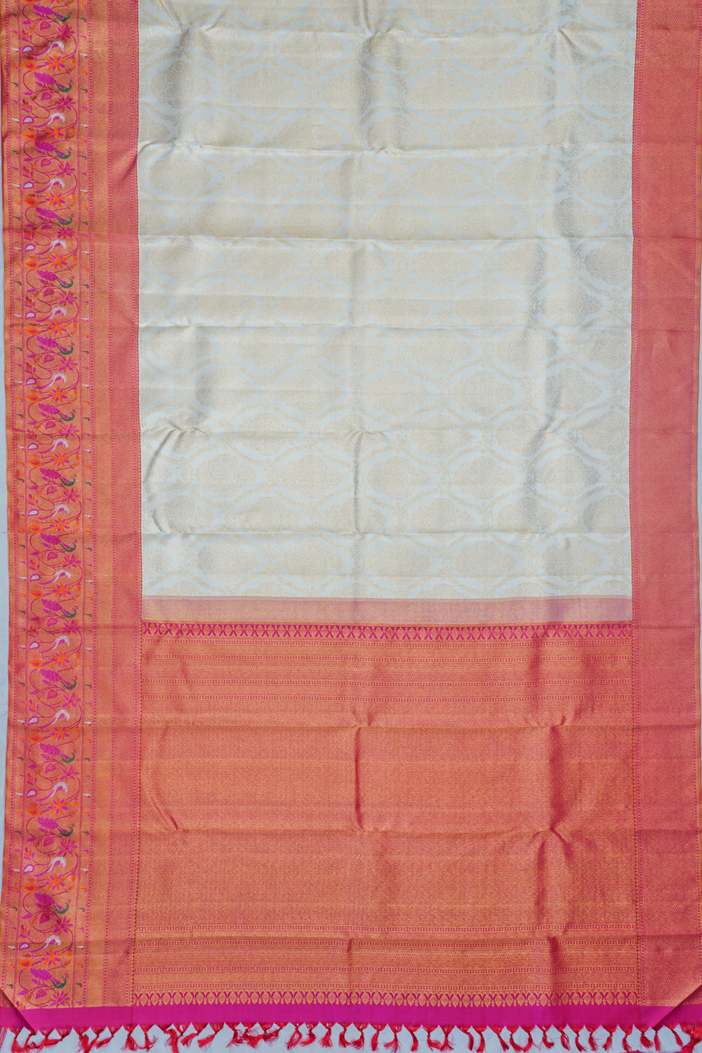 Kanchipuram Silk Brocade Off White Saree