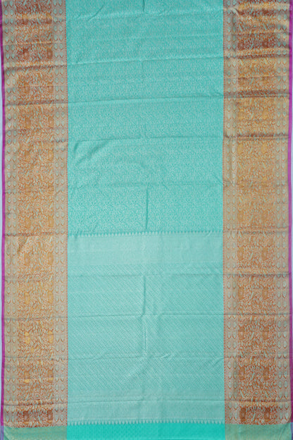 Kanchipuram Silk Brocade Sea Blue Saree