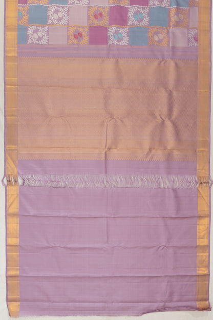 Kanchipuram Silk Checks Brocade Lavender Saree