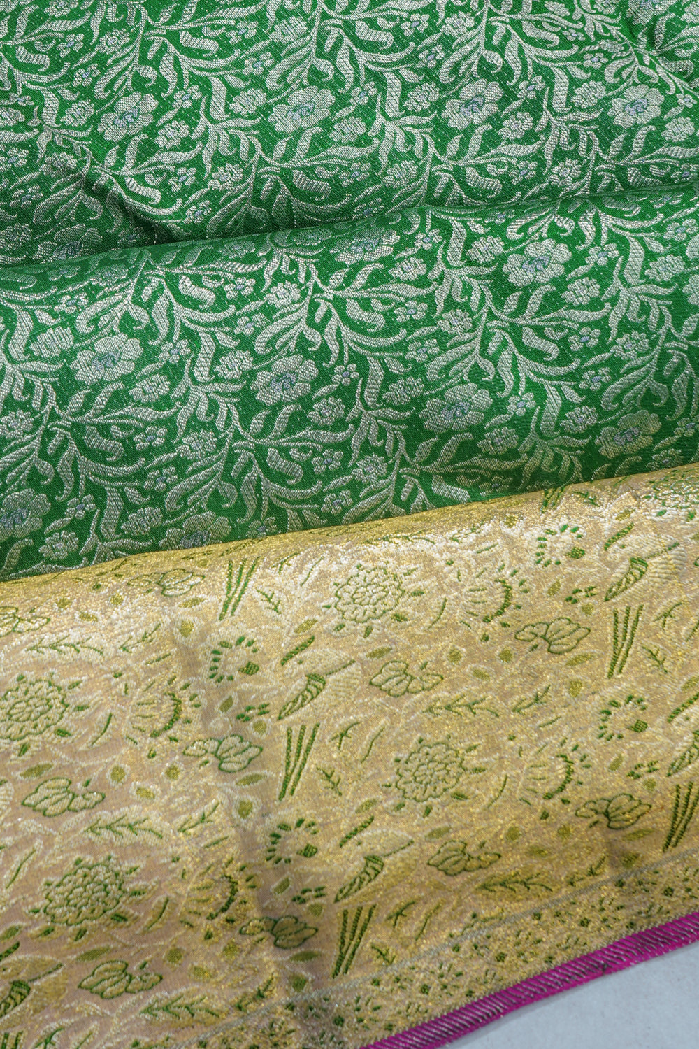 Kanchipuram Silk Brocade Dark Green Saree