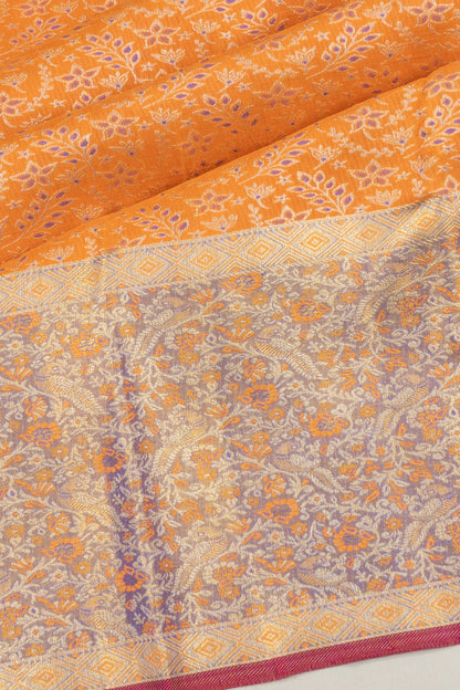 Kanchipuram Silk Brocade Orange Saree