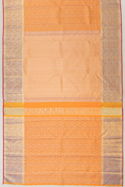 Kanchipuram Silk Brocade Orange Saree