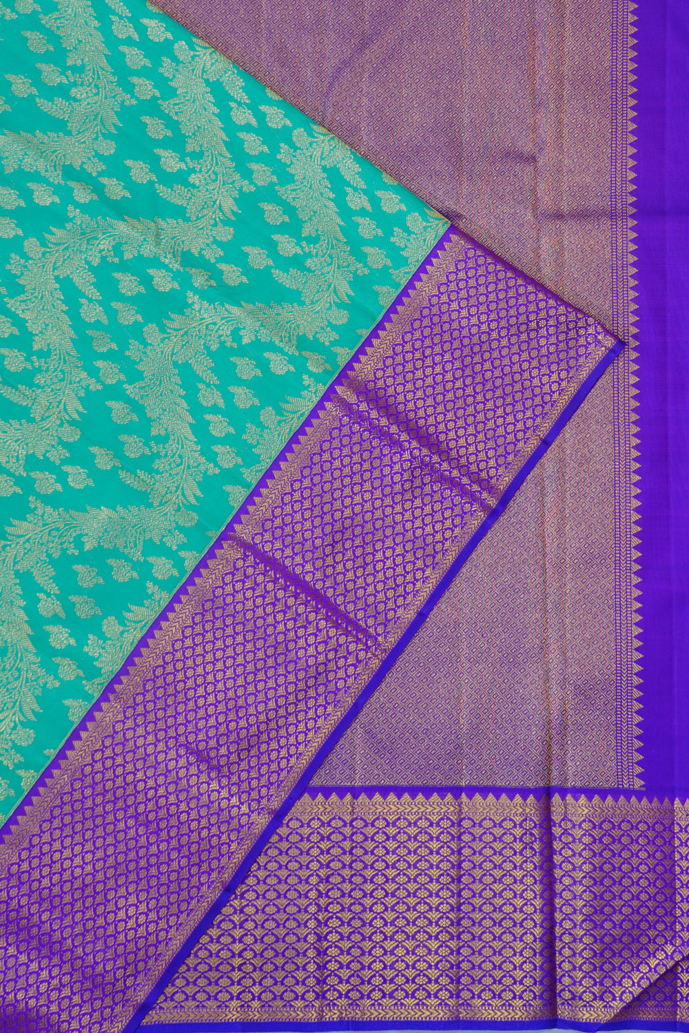 Kanchipuram Silk Brocade Sea Green Saree