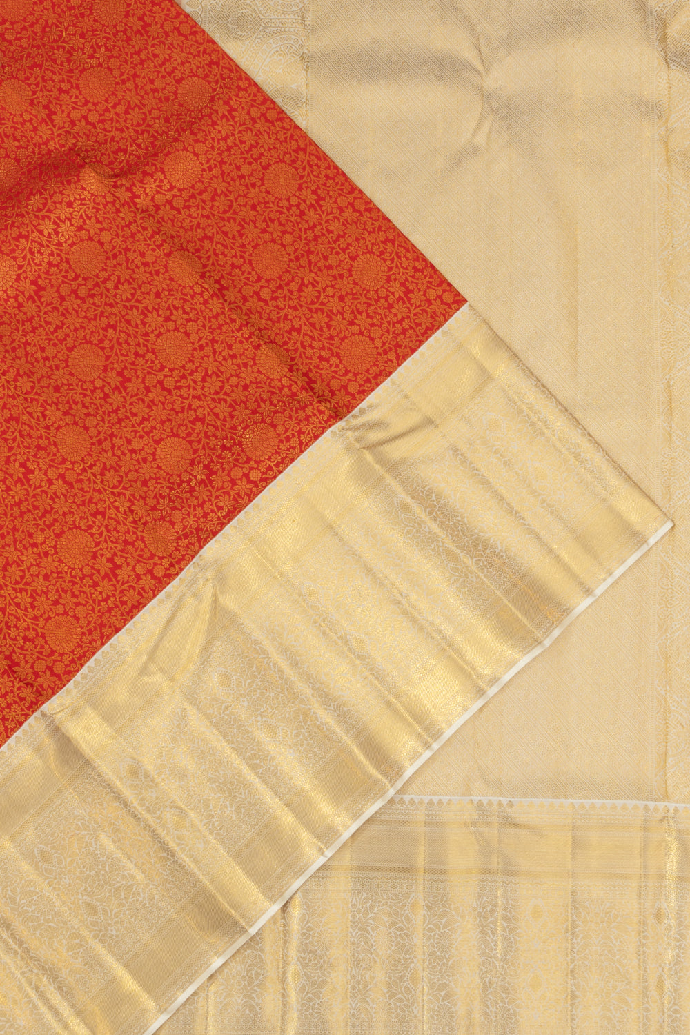 Kanchipuram Silk Brocade Red  Saree