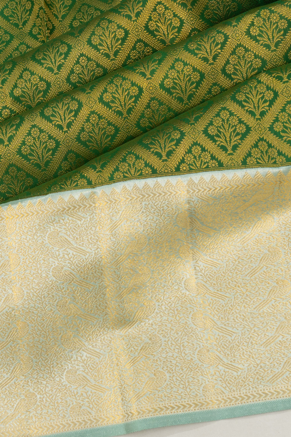 Kanchipuram Silk Brocade Dark Green Saree