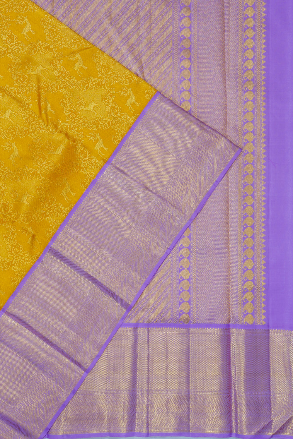 Kanchipuram Silk Brocade Yellow Saree