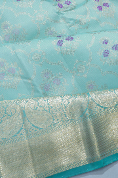 Kanchipuram Silk Brocade Pastel Blue Saree