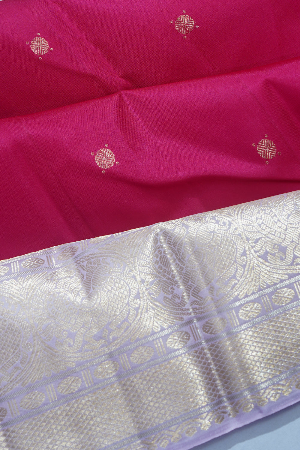 Kanchipuram Silk Butta Rani Pink Saree