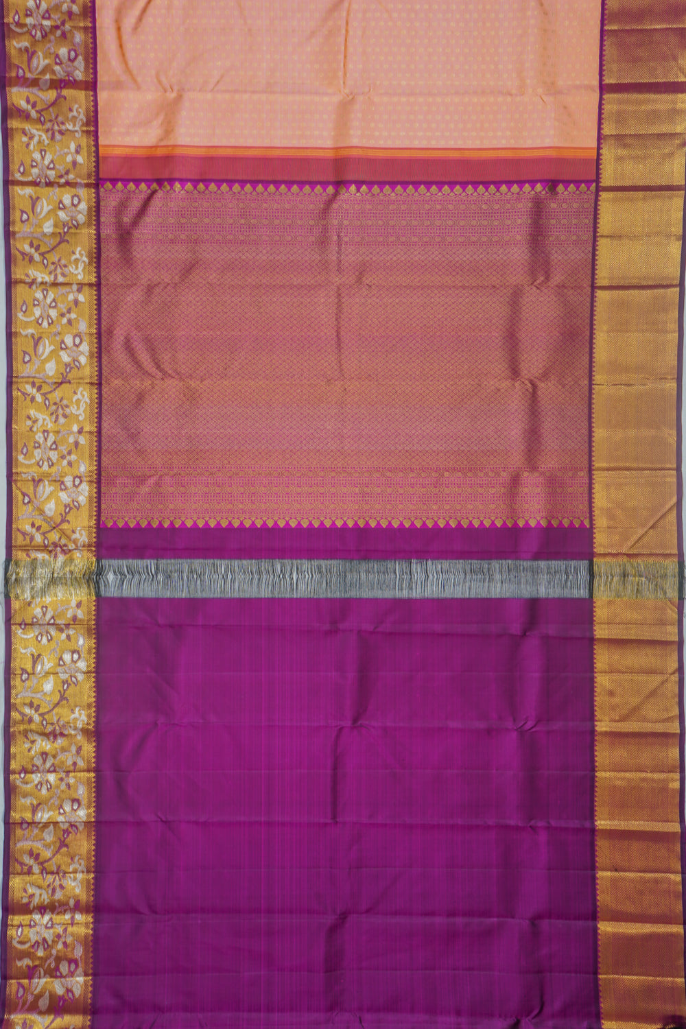 Kanchipuram Silk Brocade Peach Saree