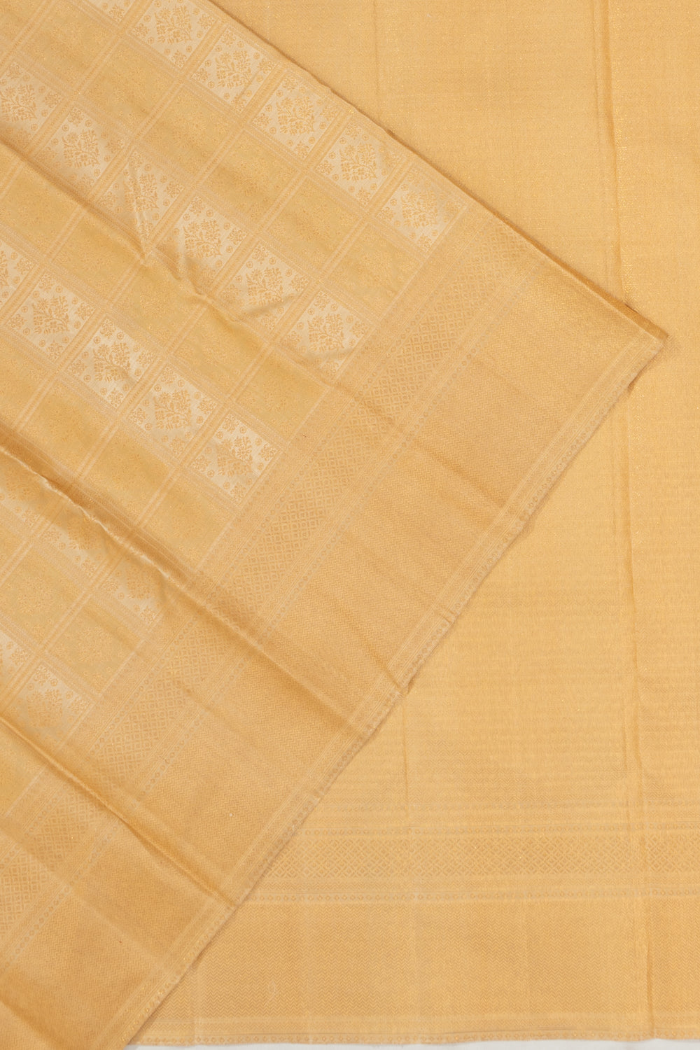 Kanchipuram Silk Checks Brocade Cream Saree