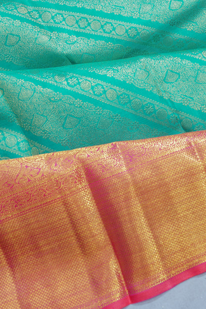 Kanchipuram Silk Brocade Sea Green Saree